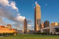 Sunset views on Cleveland Downtown, Cleveland, Ohio.