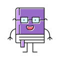 clever book character color icon vector illustration