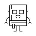 clever book character line icon vector illustration
