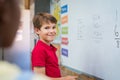 Boy doing math sum Royalty Free Stock Photo