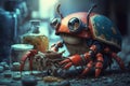 Clever Crab: The Handy Construction Worker in Whimsical 3D Rendering