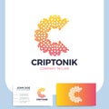 Clever and creative dots or point crypto letter c logo smart and