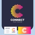 Clever and creative dots or point letter c logo smart and idea l