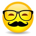 Clever emoji with mustaches and glasses