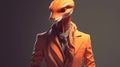 clever forceful orange snake, digital art illustration, Generative AI