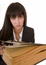 Clever girl with old book. Royalty Free Stock Photo