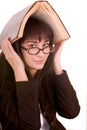 Clever girl with old book. Royalty Free Stock Photo