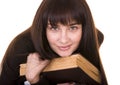 Clever girl with old book. Royalty Free Stock Photo