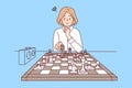 Clever girl playing chess