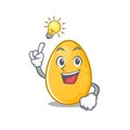 A clever golden egg cartoon character style have an idea gesture