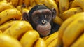 A clever monkey has disguised themselves as a banana blending in perfectly with the pile as they plan their next move