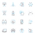 Clever move linear icons set. Strategy, Tactic, Cunning, Quick-witted, Shrewd, Resourceful, Inventive line vector and