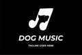 Clever Music Notes with Dog Head Silhouette Logo Design Vector