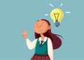 Clever School Girl Having a Bright Idea Vector Cartoon Illustration Royalty Free Stock Photo