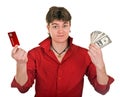 Clever strong man with money. Royalty Free Stock Photo