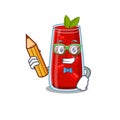 A clever student bloody mary cocktail cartoon character study at home Royalty Free Stock Photo