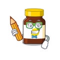 A clever student bottle vitamin c cartoon character study at home Royalty Free Stock Photo