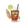 A clever student cuba libre cocktail cartoon character study at home Royalty Free Stock Photo