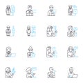 Clever tasks linear icons set. Creative, Innovative, Resourceful, Strategic, Analytical, Logical, Practical line vector