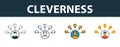 Cleverness icon set. Four elements in diferent styles from project management icons collection. Creative cleverness icons filled,