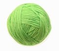 Clew of woolen thread isolated on a white background. Green ball of woolen