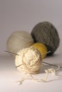 Clews and knitting needle Royalty Free Stock Photo