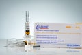 Clexane Syringes solution for injection in pre-filled syringes and injection needle with automatic safety system. Enoxaparin Royalty Free Stock Photo