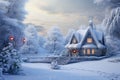 Clic Christmas card with a snowy landscape a