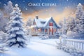 Clic Christmas card with a snowy landscape a