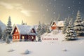 Clic Christmas card with a snowy landscape a Royalty Free Stock Photo