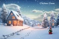 Clic Christmas card with a snowy landscape a Royalty Free Stock Photo