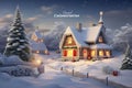 Clic Christmas card with a snowy landscape a