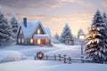 Clic Christmas card with a snowy landscape a