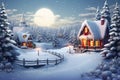 Clic Christmas card with a snowy landscape a Royalty Free Stock Photo