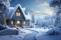 Clic Christmas card with a snowy landscape a