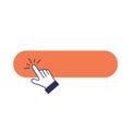 Click blank button with hand pointer clicking icon. Flat icon button UI, UX element for web interface. Call to action