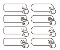 Click blank button with hand pointer clicking icon set