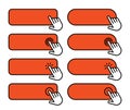Click blank button with hand pointer clicking icon set