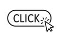 Click button with arrow pointer clicking. Click here web button. Isolated website arrow clicking cursor Ã¢â¬â vector Royalty Free Stock Photo