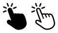 Click button with hand pointer clicking. Click here web button. Isolated website hand finger clicking cursor set â vector