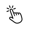 Click button with hand pointer clicking. Click here web button. Isolated website hand finger clicking cursor Ã¢â¬â vector