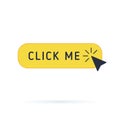 Click button with hand pointer clicking. Click me vector web button. Isolated website yellow bar icon with mouse arrow Royalty Free Stock Photo