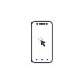 Click button on screen smartphone. vector symbol in flat style Royalty Free Stock Photo
