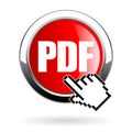 Click button to download pdf file format, vector icon Royalty Free Stock Photo