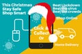 Click and Collect Christmas internet shopping concept, Stay Safe Shop Smart and beat lockdown