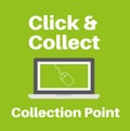 Click and collect collection point vector illustration on a green background