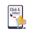 Click and collect delivery online retail icon isolated on white background.