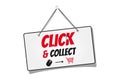 Click And Collect Hanging Sign - Vector Illustration Isolated On White Background