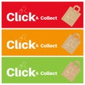 Click and Collect internet shopping concept to beat lockdown 2.0 vector set in three colours Royalty Free Stock Photo
