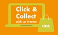 Click and collect online shopping concept vector